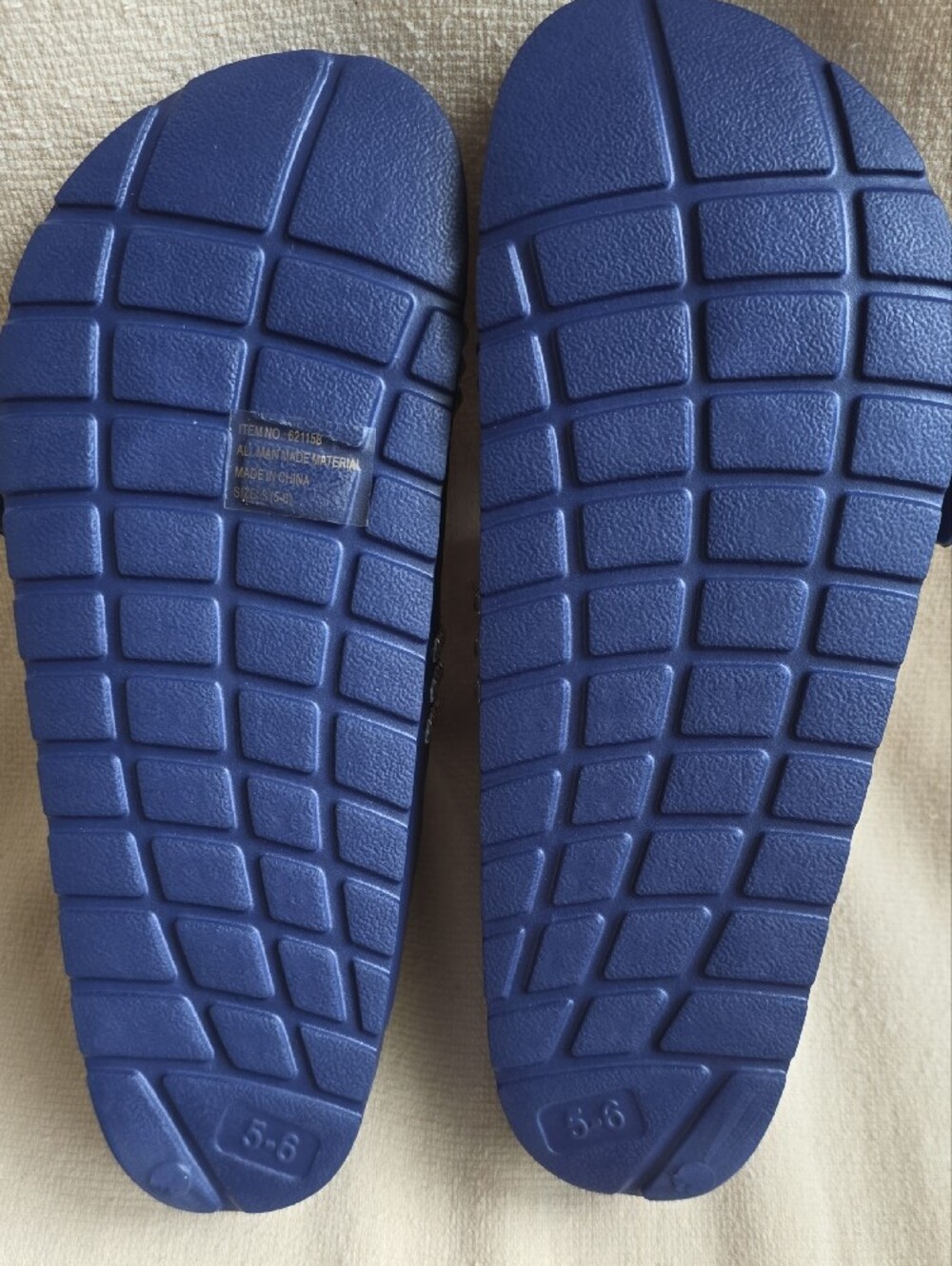 Navy Blue Rhinestone Double-Strap Slide Sandals - Picture 4 of 4
